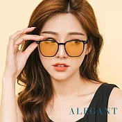 【ALEGANT】川霞橙韓版拼接時尚方框墨鏡/UV400太陽眼鏡