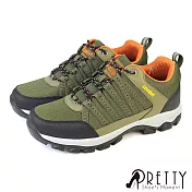 【Pretty】男 登山鞋 運動鞋 休閒鞋 戶外 機能 綁帶 透氣 防潑水 EU41 綠色