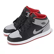 Nike 休閒鞋 Air Jordan 1 Mid GS 大童 女鞋 影灰 黑 AJ1 中筒 經典 皮革 DQ8423-006
