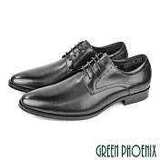 【GREEN PHOENIX】男 皮鞋 紳士鞋 德比鞋 商務鞋 全真皮 綁帶 EU43 黑色