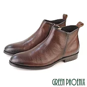 【GREEN PHOENIX】男 短靴 紳士靴 皮鞋 商務 全真皮 牛皮 EU41 咖啡色