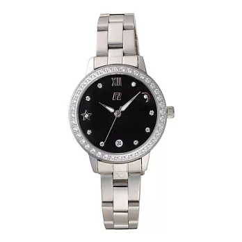 RAINBOW TIME 星月相伴時尚腕錶-銀X黑