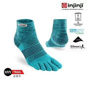 【injinji】女 Trail野跑避震吸排五趾短襪 XS-S 藍綠色