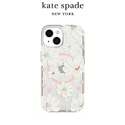 【kate spade】iPhone 15系列 MagSafe 精品手機殼 純白牡丹 iPhone 15 Plus