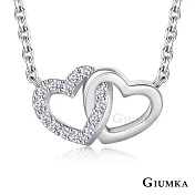 GIUMKA．925純銀項鍊．鎖骨鍊．雙愛心．MNS22027 40cm 銀色款