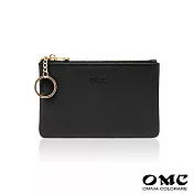 【OMC】簡單生活軟牛皮卡片鑰匙零錢包- 黑色