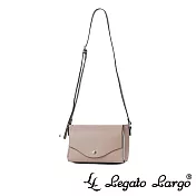 Legato Largo 驚異的輕量化 小法式極簡時尚 兩用皮夾斜背包- 奶茶色