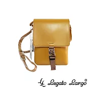 Legato Largo 簡約圓潤感方形單壓釦斜背小包- 芥末黃