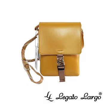 Legato Largo 簡約圓潤感方形單壓釦斜背小包- 芥末黃