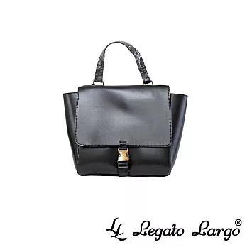 Legato Largo 簡約圓潤感方形手提斜背兩用包- 黑色