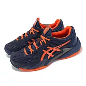 Asics 網球鞋 Court FF 3 男鞋 深藍 橘 襪套式 抗扭 緩衝 亞瑟膠 運動鞋 亞瑟士 1041A370401