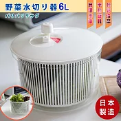 日本製 沙拉蔬果清洗脫水器手搖瀝水籃 蔬菜旋轉脫水機 濾水籃6L(1入)