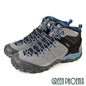 【GREEN PHOENIX】男 登山鞋 運動鞋 休閒靴 休閒鞋 高筒 抓地力 輕量 吸震減壓 透氣 綁帶 真皮 EU40 灰色