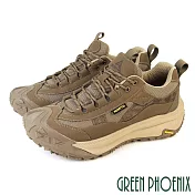 【GREEN PHOENIX】男 登山鞋 休閒鞋 運動鞋 防潑水 抓地力 輕量 吸震減壓 透氣 真皮 綁帶 EU40 棕色