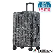【BATOLON寶龍】20吋 壯遊印記PC鋁框硬殼箱/行李箱 (3色任選) 紳士灰