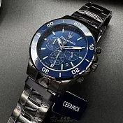 MASERATI瑪莎拉蒂精品錶,編號：R8873600005,44mm圓形寶藍精鋼錶殼寶藍色錶盤精鋼深黑色錶帶