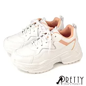 【Pretty】女 老爹鞋 休閒鞋 運動鞋 厚底 增高 台灣製 JP25.5 白桃色