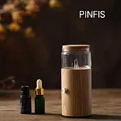 【品菲特PINFIS】玻璃實木精油擴香儀香氛機-直筒型(贈天然精油2瓶 薰衣草+檀香)