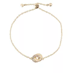 COACH 水鑽及玻璃珍珠連扣圓圈可調式手鍊 (金色)