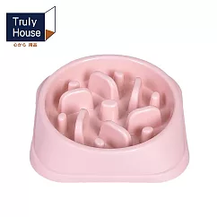 【Truly House】寵物防滑慢食碗 防打翻設計/防噎食碗/寵物碗(三色任選) 粉色