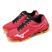 Mizuno 排球鞋 Wave Voltage 男鞋 紅 橘 黑 輕量 波浪片 避震 室內運動 運動鞋 美津濃 V1GA2160-02