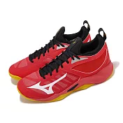 Mizuno 排球鞋 Wave Dimension 男鞋 紅 黑 橘 襪套式 緩衝 輕量 室內運動 運動鞋 美津濃 V1GA2240-02