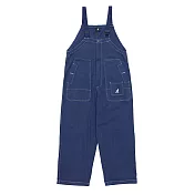 KANGOL 男女 寬版吊帶褲 中藍-6255157082 M 藍色