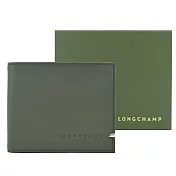 LONGCHAMP SUR SEINE系列牛皮雙折短夾 卡其綠