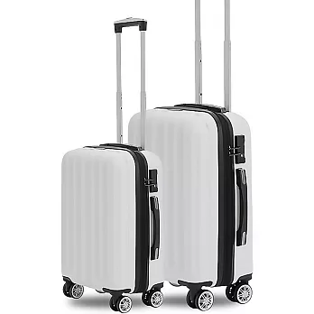 KANGOL - 英國袋鼠海岸線系列ABS硬殼拉鍊20+24吋兩件組行李箱 - 多色可選 白色