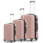 KANGOL - 英國袋鼠海岸線系列ABS硬殼拉鍊三件組行李箱 - 多色可選 粉紅