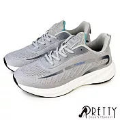 【Pretty】男 運動鞋 休閒鞋 健走鞋 輕量 厚底 飛線針織 JP26.5 灰色