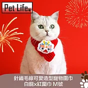 Pet Life 針織毛線可愛造型寵物圍巾 白龍x紅圍巾 M