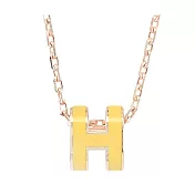 Hermes 愛馬仕 Mini Pop 經典H立體橢圓簍空項鍊 B1黃/玫瑰金