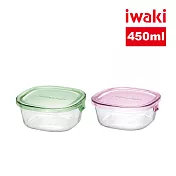 【iwaki】日本品牌耐熱玻璃微波盒-450ml(顏色任選)(原廠總代理) 粉紅色
