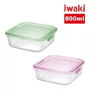 【iwaki】日本品牌耐熱玻璃微波盒-800ml(顏色任選)(原廠總代理)  粉紅色