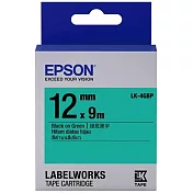 EPSON 原廠標籤帶 粉彩系列 LK-4GBP 12mm 綠底黑字