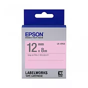 EPSON 原廠標籤帶 淡彩系列 LK-4PAS 12mm 粉紅底灰字