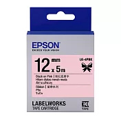 EPSON 原廠標籤帶 緞帶系列 LK-4PBK 12mm 粉紅底黑字