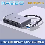 HAGiBiS海備思 USB3.0轉HDMI/VGA/USB三代影音轉接器