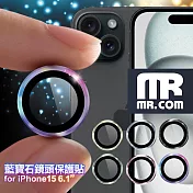 MR.COM for iPhone15 兩眼 藍寶石鏡頭保護貼 淺黃
