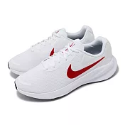 Nike 慢跑鞋 Revolution 7 寬楦 男鞋 白 紅 緩震 透氣 運動鞋 FB8501-100