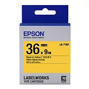 EPSON 原廠標籤帶 粉彩系列 LK-7YBP 36mm 黃底黑字