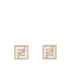 FENDI Forever Fendi 琺瑯標誌方形耳環 (金色/白色)
