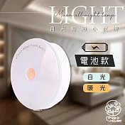 小樹屋-電池式圓形無極調光觸控LED小夜燈(1入) 白光