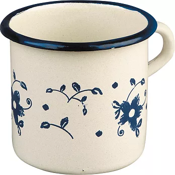 《IBILI》琺瑯馬克杯(花卉藍350ml) | 水杯 茶杯 咖啡杯 露營杯 琺瑯杯