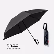 【好傘王】自動傘系_專利環扣反向傘 輕量6骨設計 黑膠布款-黑色