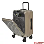 【SWICKY】20吋前開式奢華旅途系列登機箱/行李箱(香檳金) 20吋 香檳金