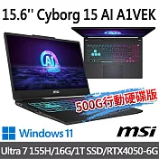 msi微星 Cyborg 15 AI A1VEK-015TW 15.6吋 電競筆電 (Ultra 7 155H/16G/1T SSD/RTX4050-6G/Win11)