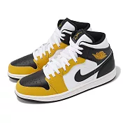 Nike 休閒鞋 Air Jordan 1 Mid 男鞋 黃 黑 皮革 中筒 AJ1 一代 運動鞋 DQ8426-701