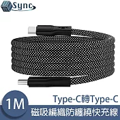 UniSync Type-C轉Type-C 魔幻磁吸收納編織防纏繞快充線 1M